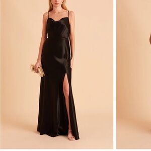 Shiny Satin Black Formal Gown